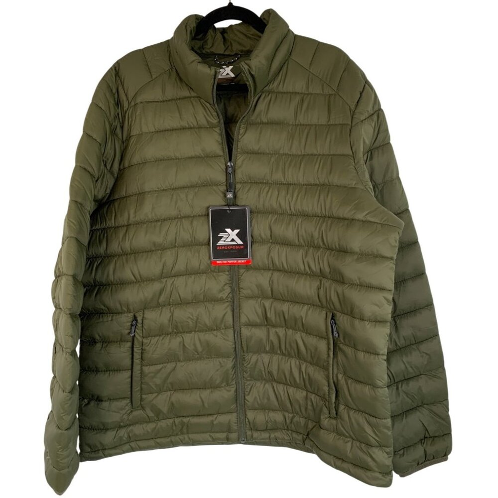 NWT Mens ZeroXposur XXL 2XL Basil Quilted Puffer Jacket Lightweight Zip Pockets